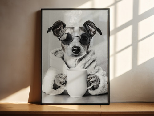 Jack russell terrier with mug - with,