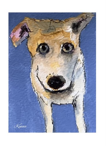 Aceo painting original dog - aceo,
