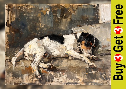 Sleeping jack russell - sleeping, painting