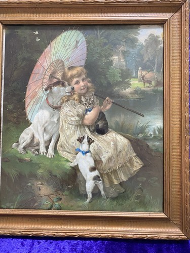 Antique victorian print girl - print,